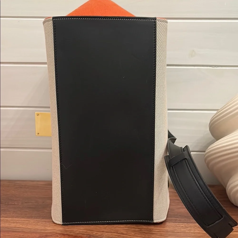 Celine authentic Trapeze Black, Cream and orange Women's Bag canvas and leather - Picture 11 of 13